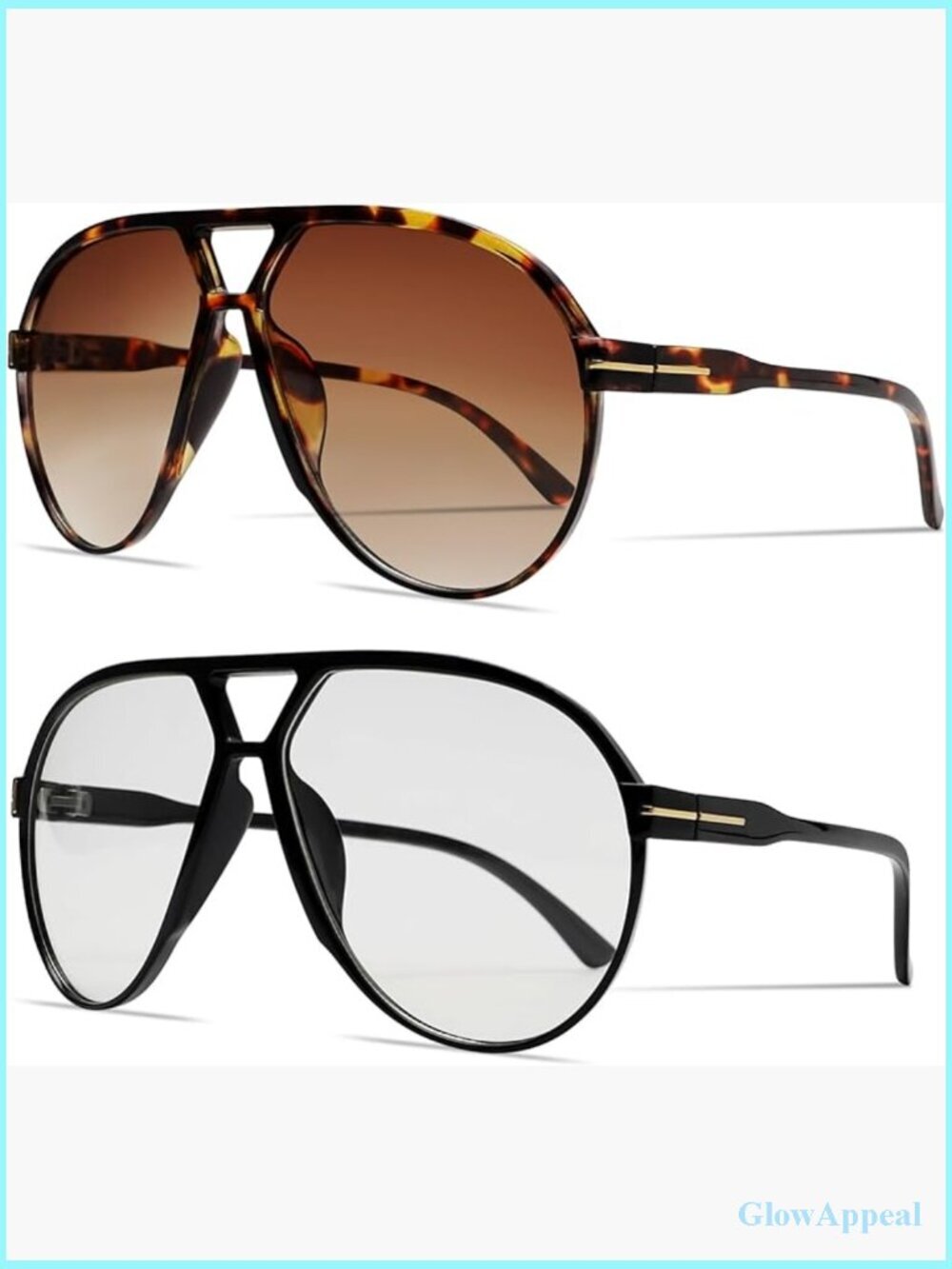 Retro Oversized Square Aviator Sunglasses for Women Unisex Vintage